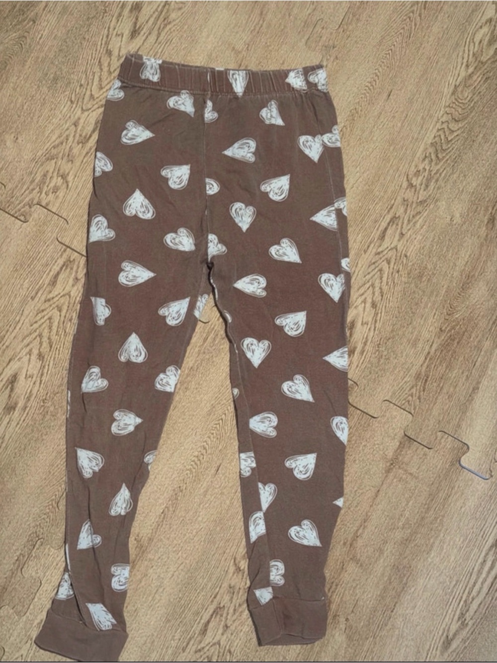 Milkberry Girls' Brown Heart-Print Pajama Pants - Size 3T